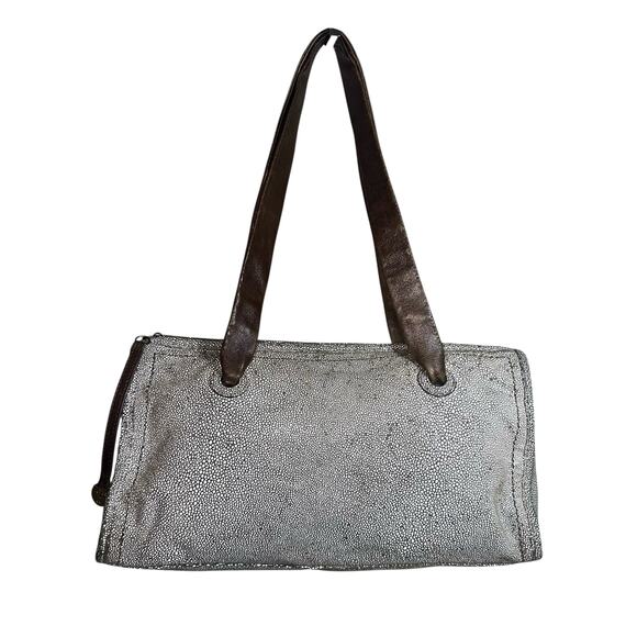 Hobo International Brown Leather Shoulder Bag White Dot Pattern Vintage Chic - Picture 1 of 11